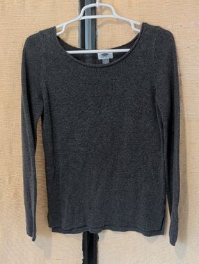 Old Navy Charcoal Gray Long-Sleeve Scoop Lightweight Sweater